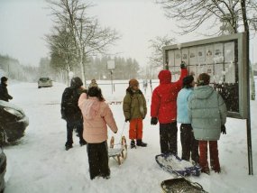 Die Klasse 5a am Fachtag 2003 im Wintersportgebiet